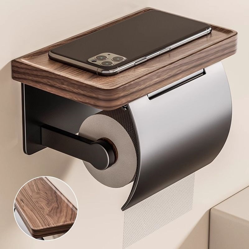 胡桃木化妆室纸盒厕所浴室打孔卫生纸纸巾盒H纸巾置物架卷筒卫生