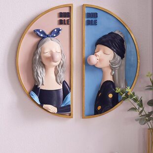 高级女孩床头美容院墙面装饰画卧室画床头挂画北欧立体感墙上挂件