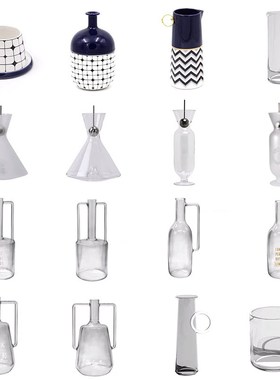 现代简约轻奢透明克莱o因蓝杯碟创意玻璃瓶酒瓶酒具摆件厨房展示