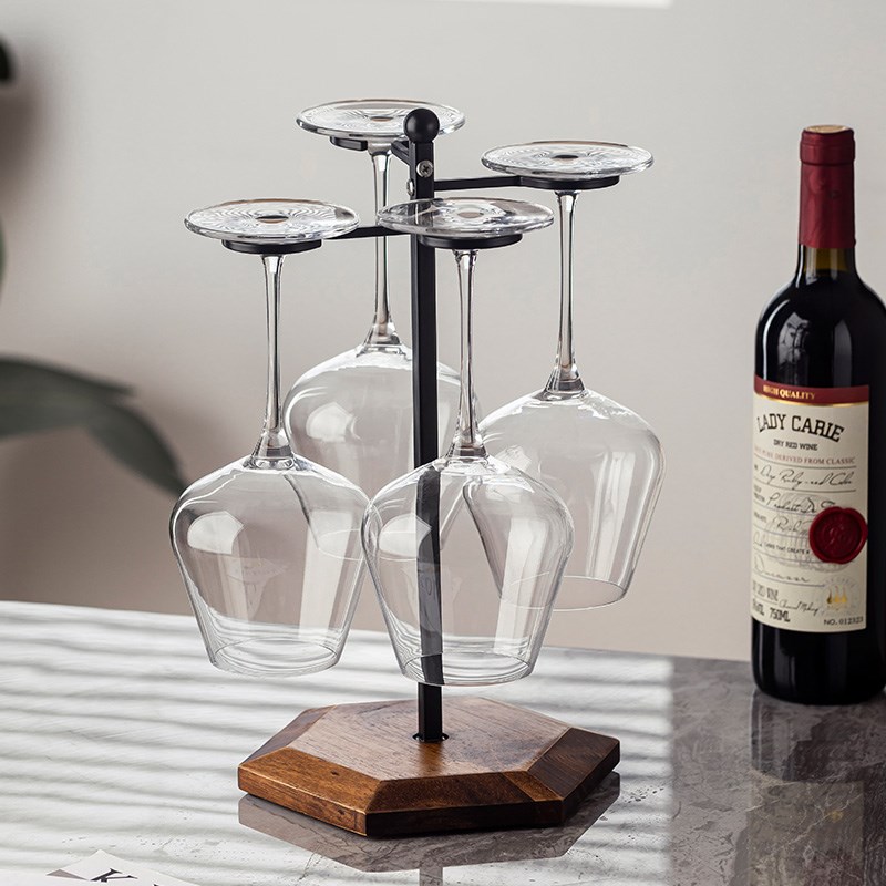 欧式红酒杯架客i厅酒柜高脚杯悬挂摆件家用4只轻奢高脚杯架倒挂架
