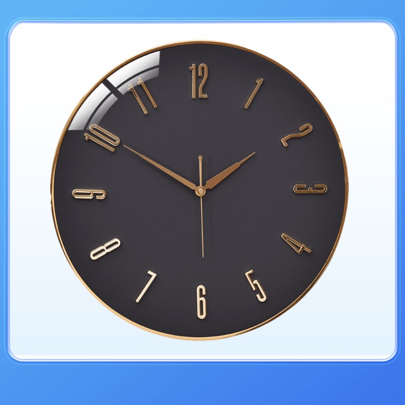 北欧轻奢客厅静音挂钟现代简约创意电G镀挂表家用石英钟3D表盘时
