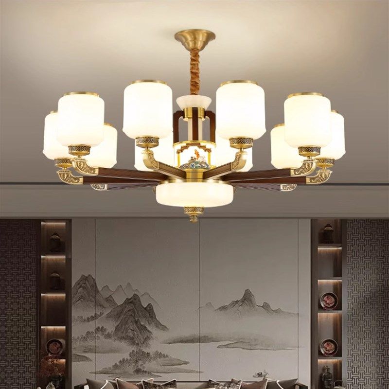新中式全铜吊灯客厅餐厅卧v室别墅复式楼酒店包厢中国风禅意灯具,家装灯饰光源,客厅吊灯,淘宝优惠券,粉丝福利购,淘宝优惠卷