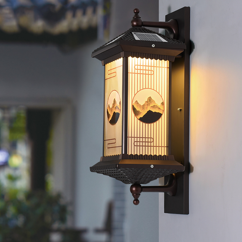 太阳能壁灯户外防水大门口别墅外C墙阳台室外新中式复古超亮庭院