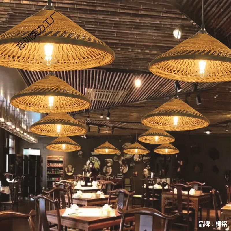 农家乐装饰灯帽吊灯火锅s店土菜馆院餐厅复古竹编斗笠灯罩藤艺灯,家装灯饰光源,客厅吊灯,淘宝优惠券,粉丝福利购,淘宝优惠卷
