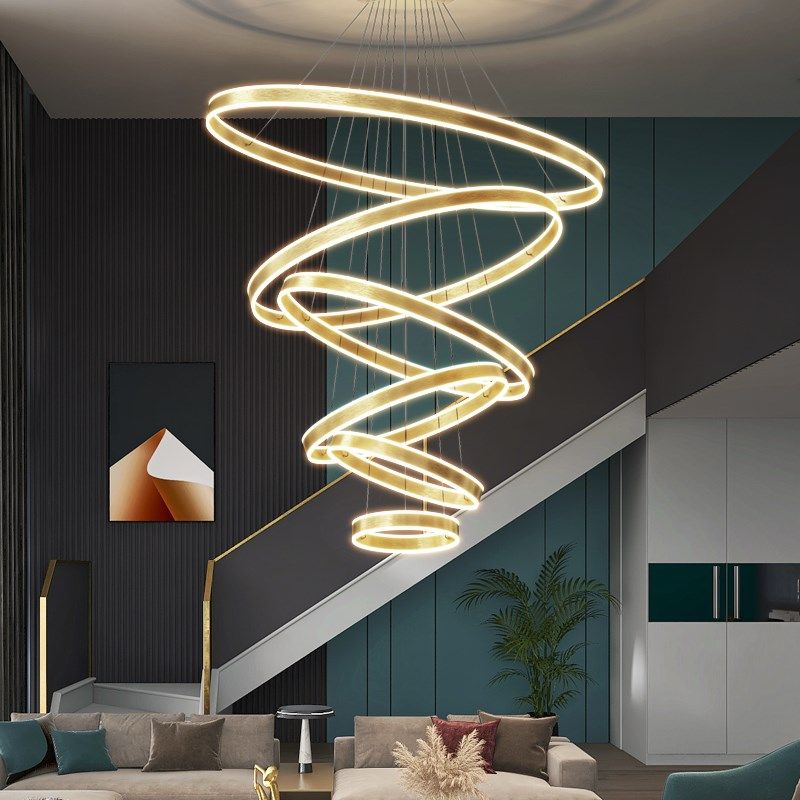 复式楼别墅挑空大吊灯现代简约轻奢loft公寓跃层S楼中楼梯长客厅,家装灯饰光源,客厅吊灯,淘宝优惠券,粉丝福利购,淘宝优惠卷