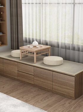 阳台储物柜柜矮柜实木地柜卧室榻榻米窗定做长条可坐置物台飘窗柜