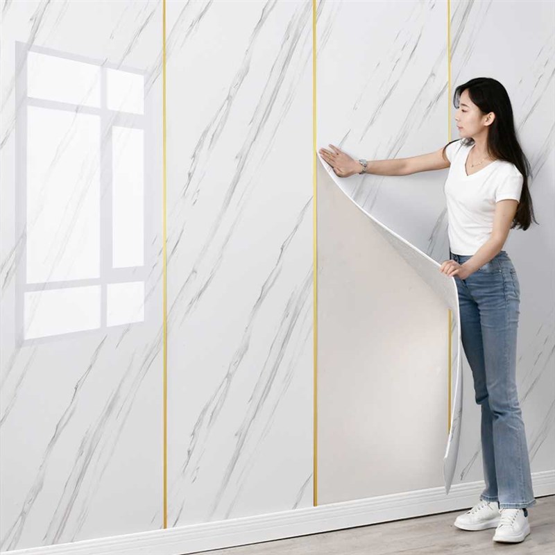 PV铝Cb塑板自粘仿瓷砖墙贴大理石纹贴纸电视背景墙U壁纸墙面装饰