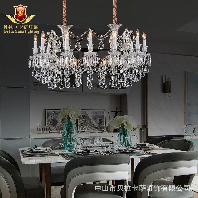 欧式蜡烛水晶大吊灯复古客厅灯卧室灯餐厅酒店别墅V复式楼工程灯,家装灯饰光源,客厅吊灯,淘宝优惠券,粉丝福利购,淘宝优惠卷