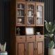 带玻璃储物柜立中式 学生橡木书柜柜实木办公室文件柜书橱三门书架