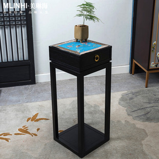 新中式花架垫置物架盖布角几x垫方几垫炕几垫刺绣布艺花盆架防尘