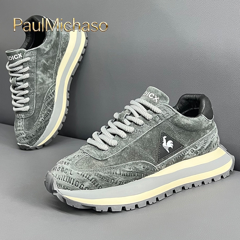 男士老爹鞋2025新款秋冬季翻毛皮阿甘鞋厚底增高运动休闲鞋子男款