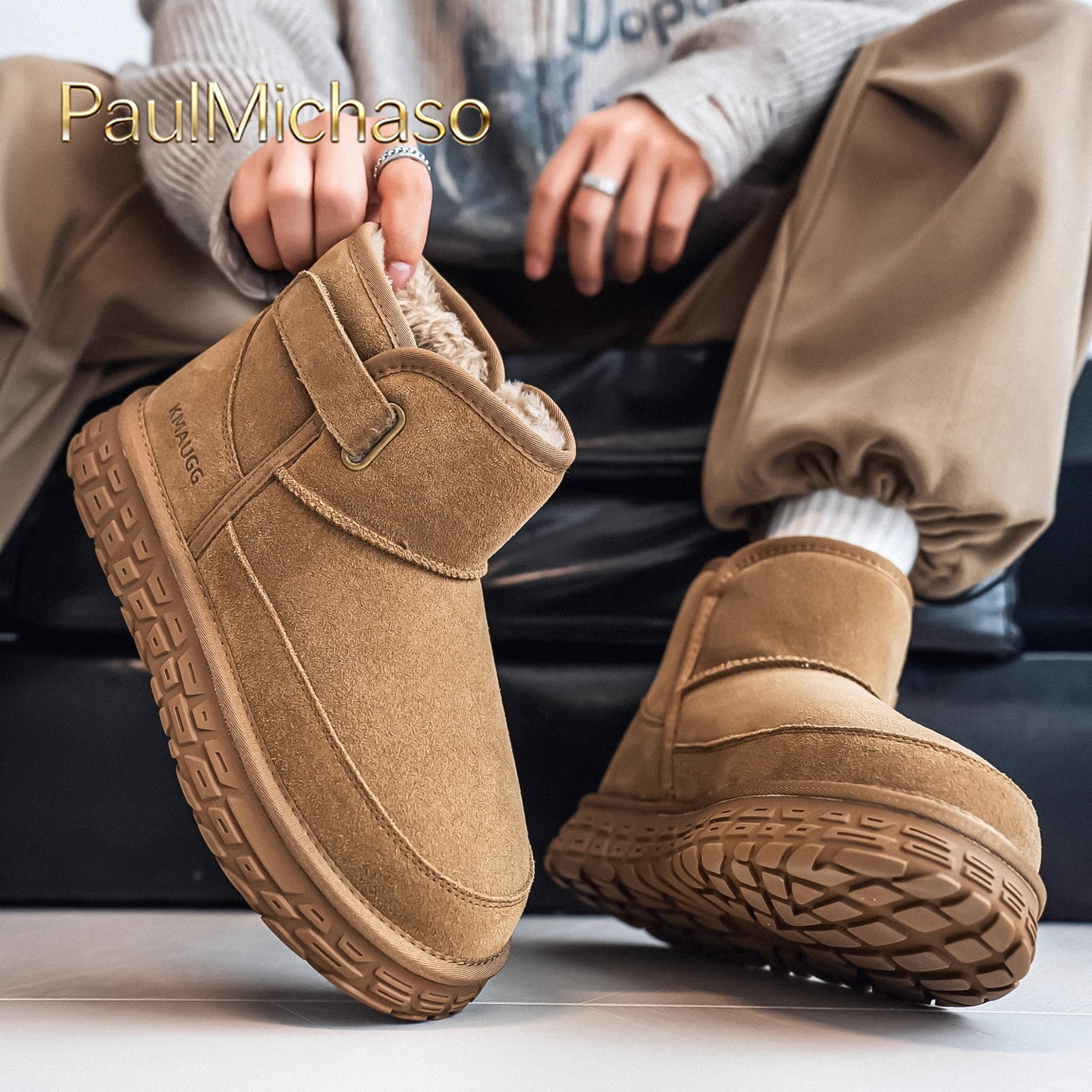 雪地靴男款2025新款冬季加绒加厚男士冬鞋防滑保暖男靴棉鞋子男鞋