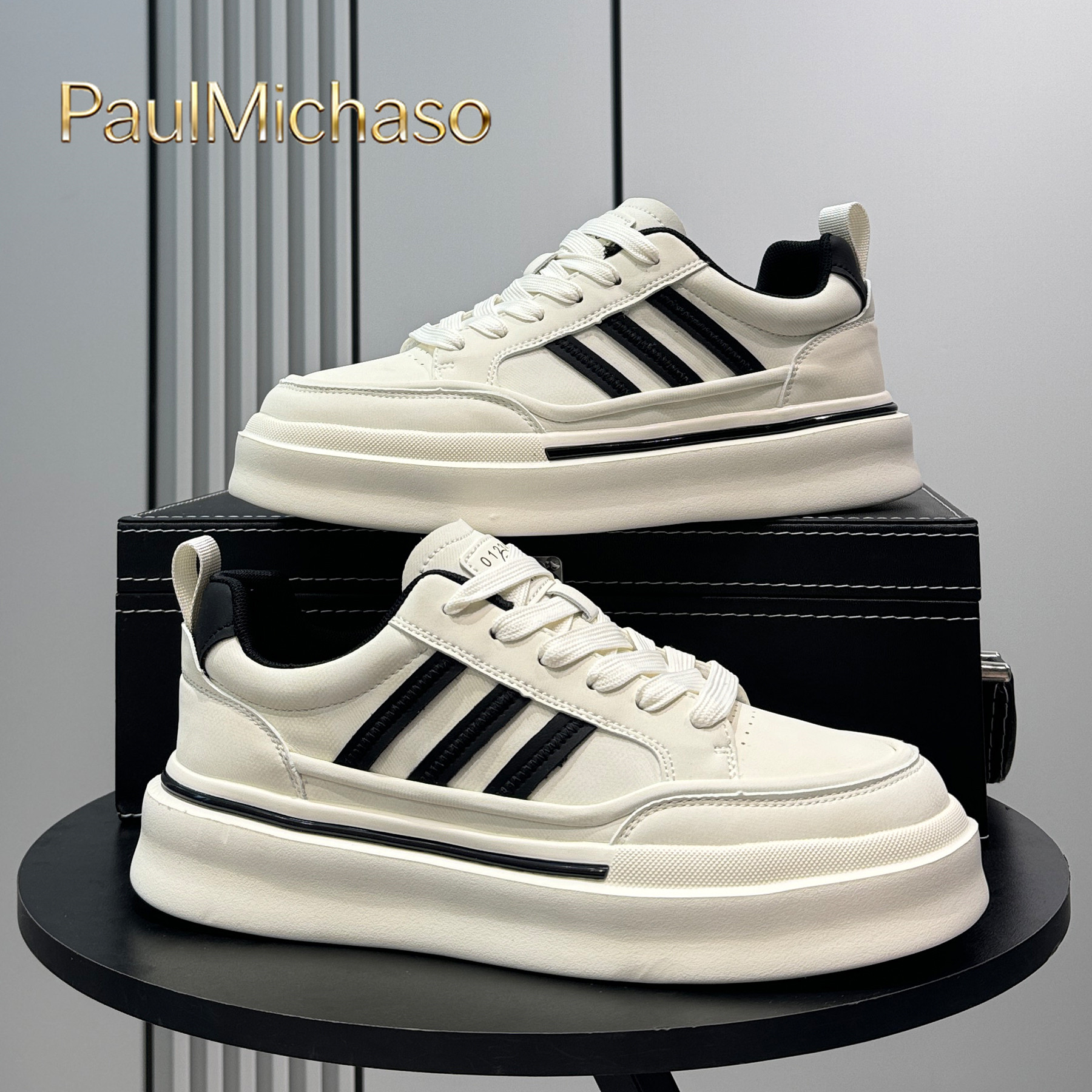 小白鞋男款2025新款秋冬季加绒男士板鞋低帮厚底运动休闲鞋子男鞋