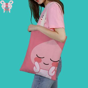 韩国kakao friends手提帆布袋子屁桃君同款APEACH单肩包定制礼物