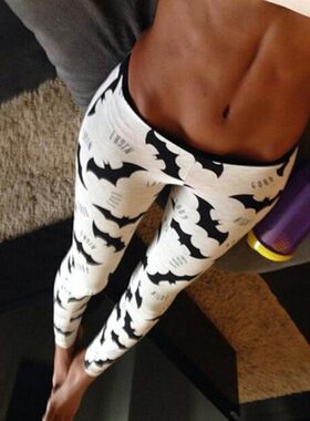 1pc Fashion Autumn Winter Bat Pattern Printing Low Waist Ski