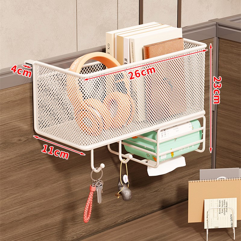 办公室置物架工位屏风收纳隔板桌面挂篮整理挂架T壁铁艺挂式纸巾