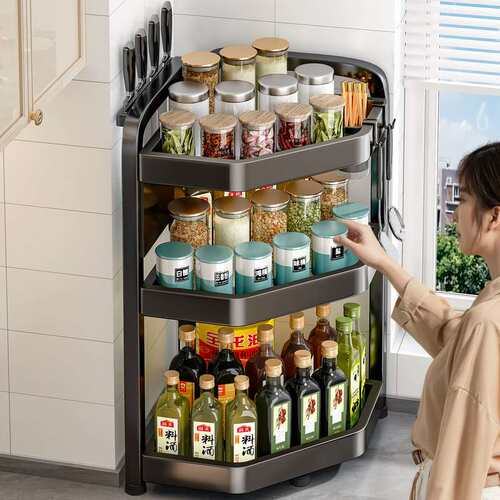 厨房置物架调料品架子多功能调味料台面灶台转角多层收纳架置物架