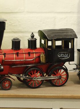 老掉牙做旧铁皮风格 英式拉煤蒸汽小火车 家居饰品摆件 怀旧摆设