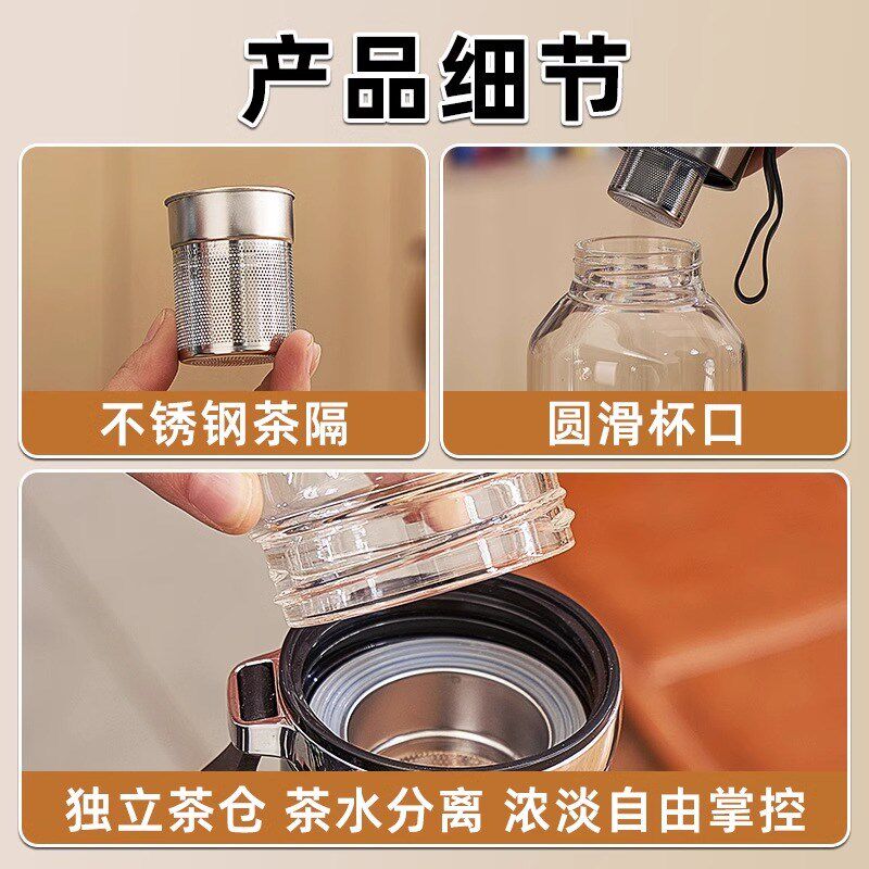 大容量高硼硅玻璃杯防摔防爆耐家用办公高温吨吨杯茶杯玻璃水杯子