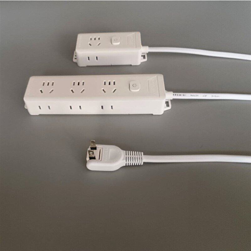 接线板2脚转3孔短线带开关电源延长线插座接线板超薄夹缝2插头