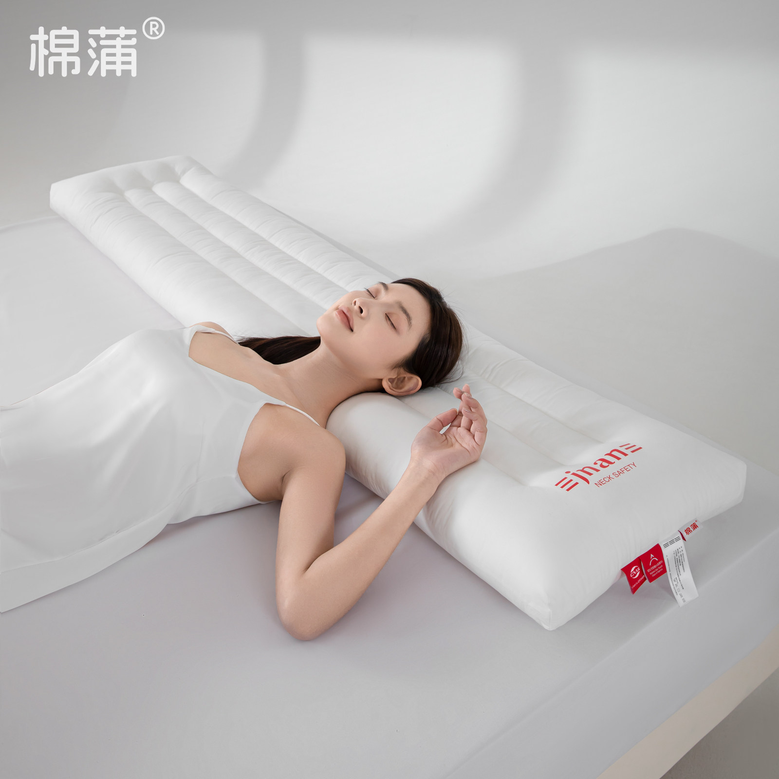 棉蒲颈安双人长枕头全棉情侣枕加长枕芯酒店枕护颈枕成人家用单人图片