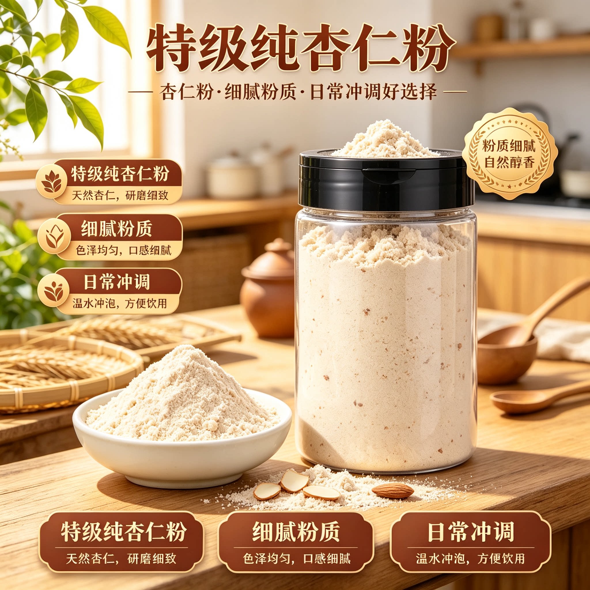 新疆现磨纯天然熟南杏仁粉