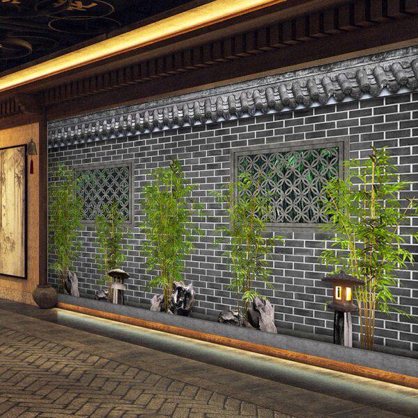 3d延伸空间墙纸绿色藤蔓植物墙布建筑餐厅酒店网红背景墙壁纸壁画