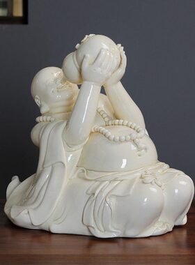 陶瓷仿古弥勒佛 坐式自在弥勒办公会所玄关工艺品摆件瓷器