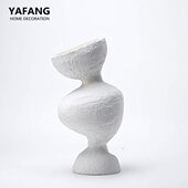 现代摆件陶瓷样板间瓶品北欧简约民宿器客厅装 饰抽象侘寂干花插风