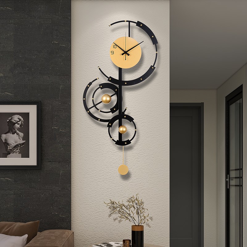 钟表挂钟客厅家用个性创意竖款y挂表现代简约时尚大气装饰静音时