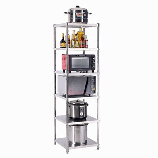 不锈钢置b物架厨房落地储物层架宽3040夹缝架微波炉架多层收纳锅