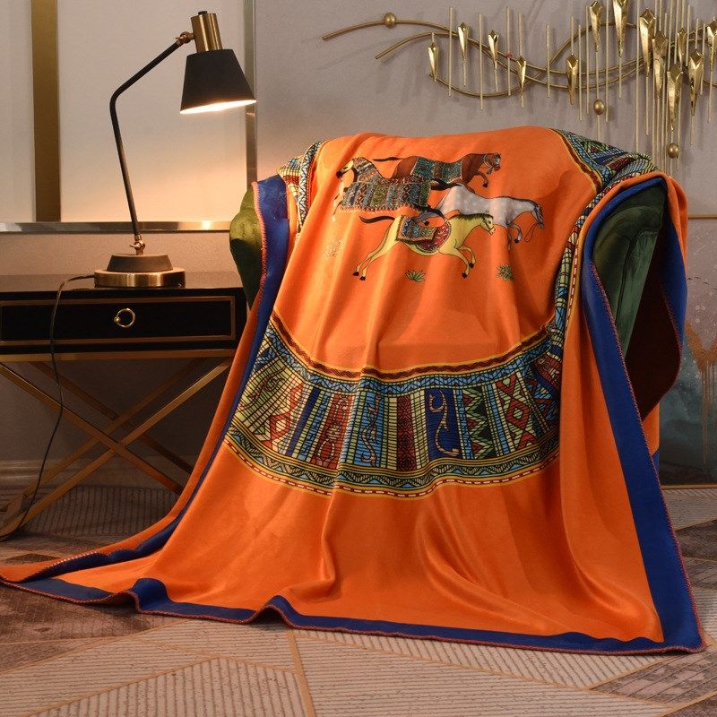 马horse高档锦狐绒毛毯复合毯奢华H复古绒毯爱马风格轻奢复古厚,床上用品,休闲毯/毛毯/绒毯,淘宝优惠券,粉丝福利购,淘宝优惠卷