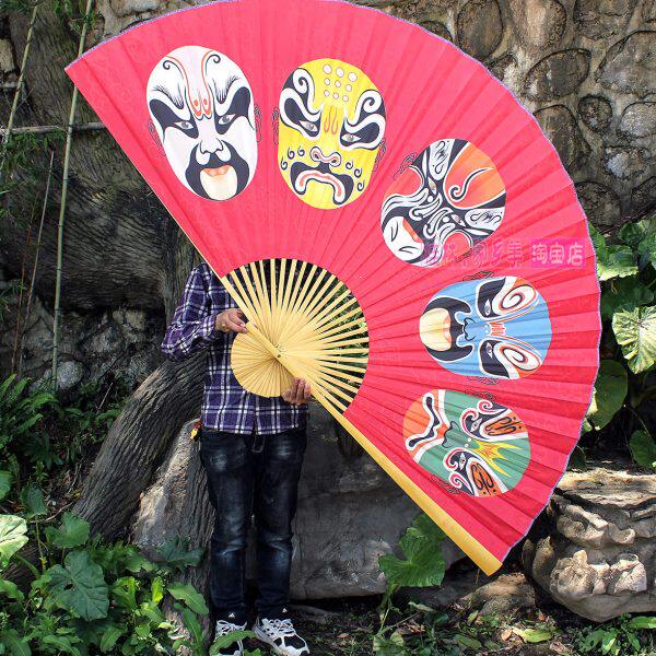 戏曲脸谱大挂扇红色中国风舞美摆设大扇子中式居家装饰壁挂大折扇