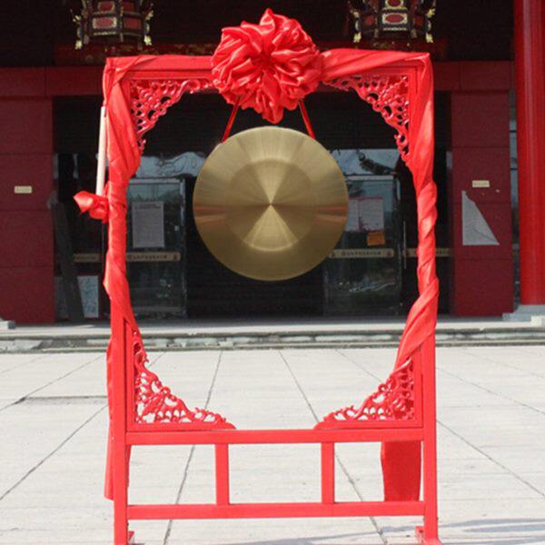 铜锣乐器纯铜色亮锣锣架开业庆典锣挂锣架子三句半道具锣鼓镀铜锣