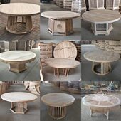 茶桌实木白吃饭简约新中式 榆木卓茬家具餐桌茶桌茶台转盘圆桌餐厅