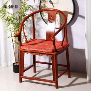 刺猬梨休闲椅子椅木皇宫花实木圈椅紫檀红木太师椅三件套中式禅意
