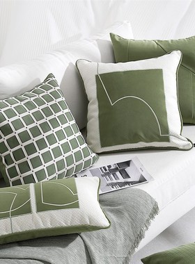 绿色现代简约抱枕沙发p靠枕客厅高级感床头靠背靠枕车载护腰靠垫