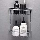 德国网全铜转角架卫生间置物架三角双层篮实心新款 高端浴室三角架