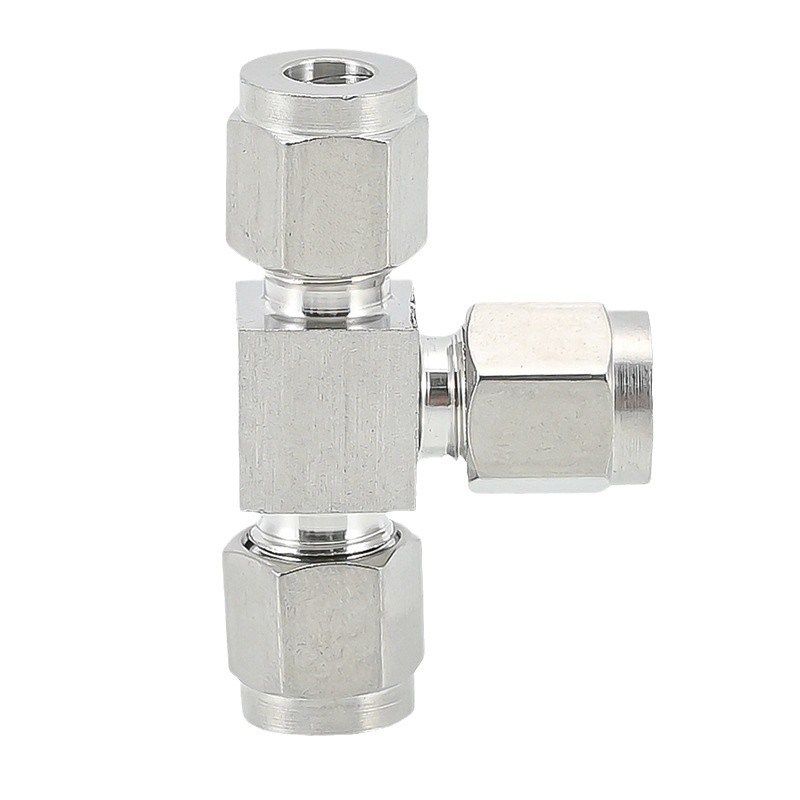 304不锈钢快拧式卡套式铜管终端三卡头配件直通三通气管接管 接头