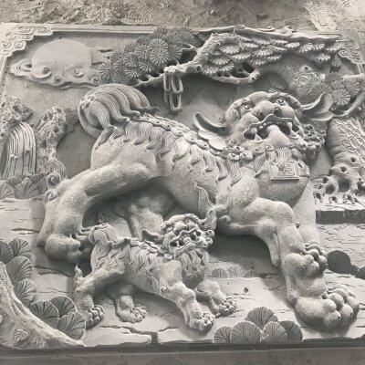 精雕图精品醒狮 北京狮神兽狮子大象 石雕图灰度图 可代加工
