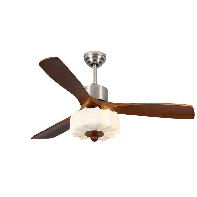 覆古客厅吊扇灯焦糖色餐厅卧室风扇灯五叶大风力书房实木风扇吊灯