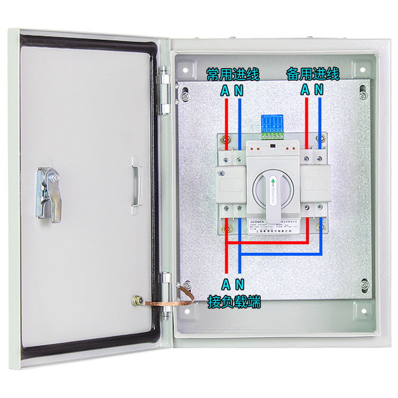 双电源切换箱自动转换开关配电箱220v转换器100a63a家用单相电箱