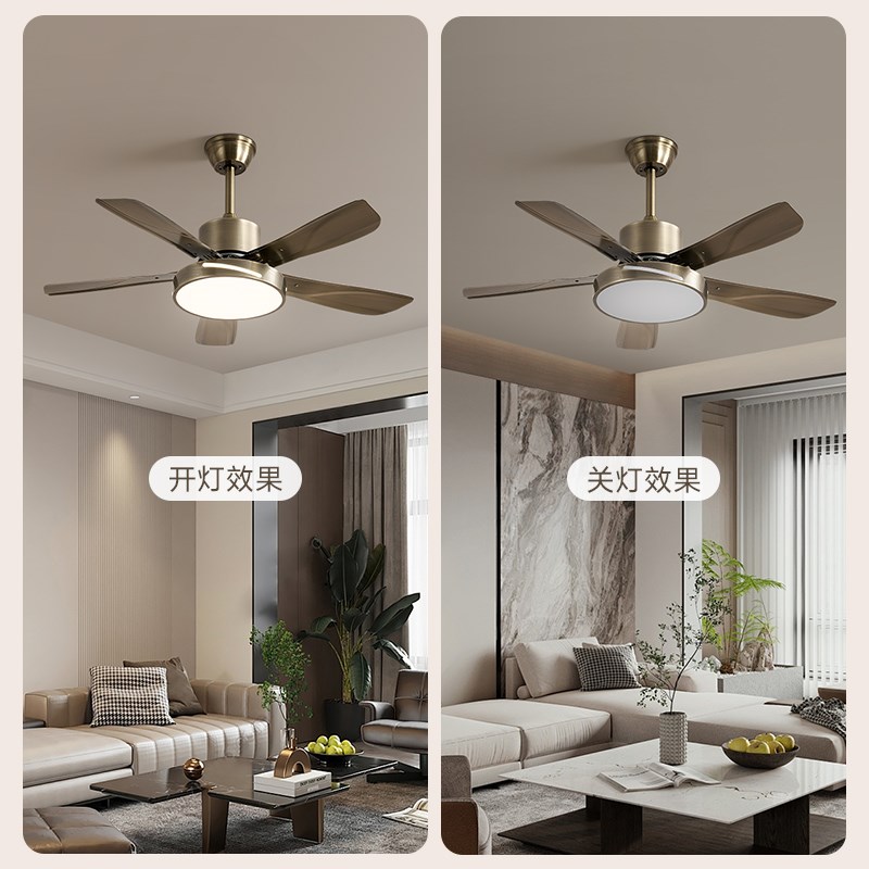 复古风扇灯古铜 客厅家用餐厅电扇灯吊扇灯新中式铁叶大风力变频