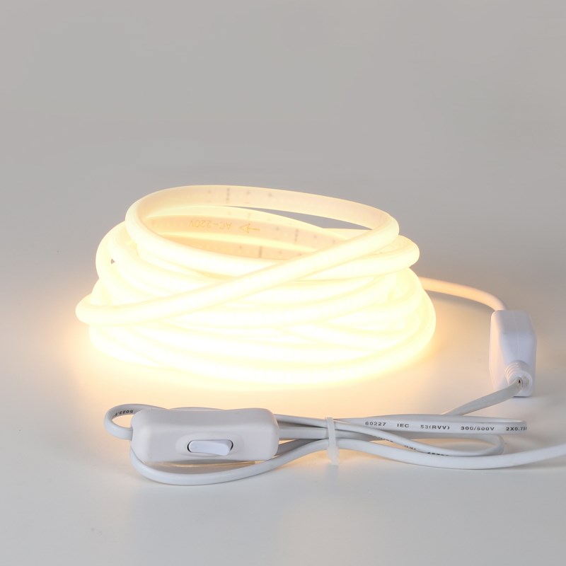 110v伏led灯带自粘COB插电款带开关卧室床头长条超亮氛围软灯条