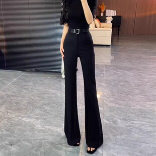 女夏薄款 裤 2025新款 气质修身 灰色西装 显瘦垂感马蹄裤 OL微喇叭西装