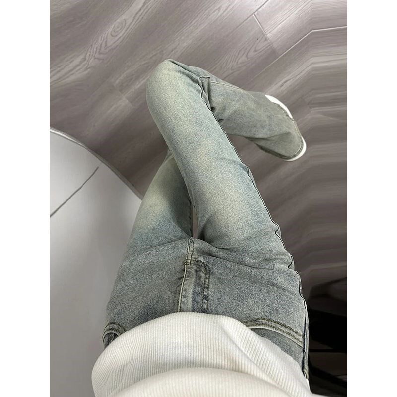 中大童装小个子怀旧黄泥旧做修身高腰喇叭裤新款牛仔裤女孩儿初中