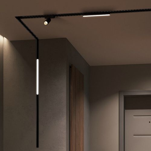 明装超薄磁吸轨道灯配件转接器白色黑色客厅无主灯磁吸导轨条