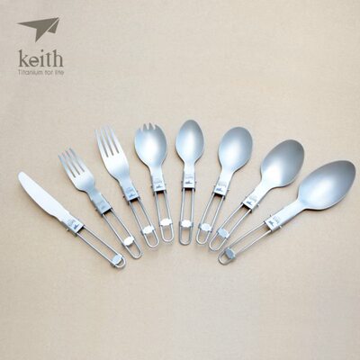 keith铠斯户外便携餐勺叉勺折叠调羹野外炊具野餐野营餐具勺子