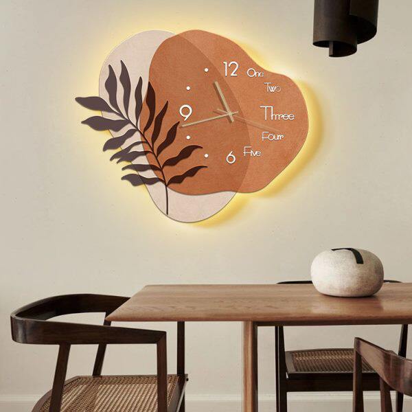 北欧风钟表挂钟客厅2023新款创意时钟壁灯餐厅装饰画简约现代挂表