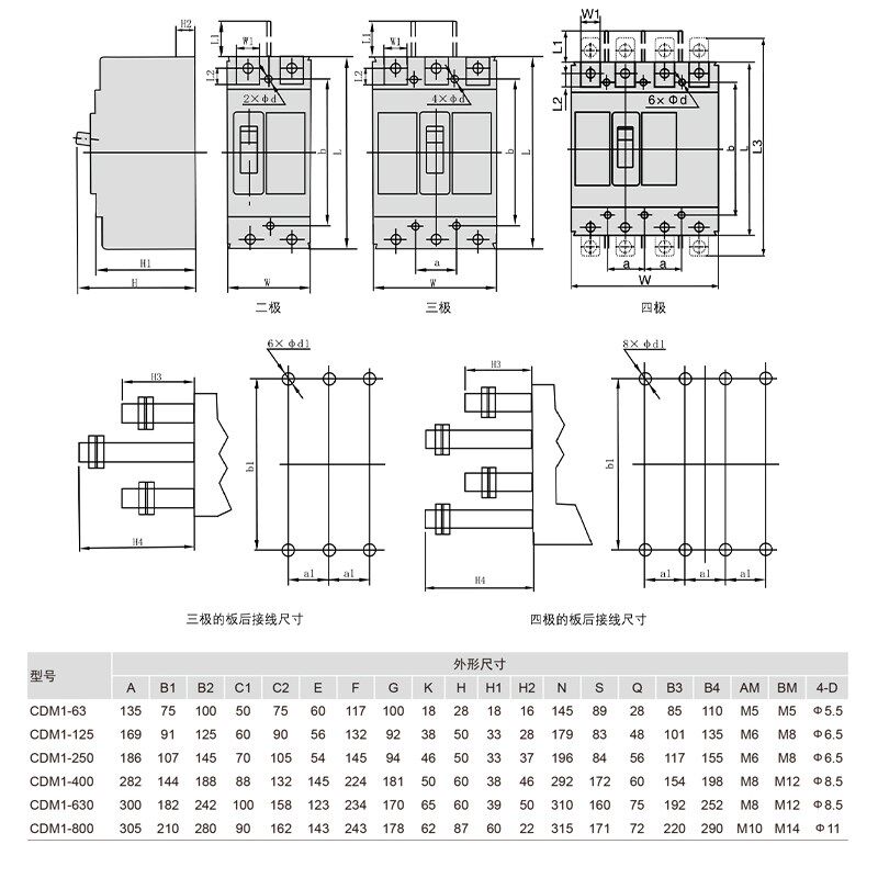 德力西空气开关100A125A400A250A200A安 3P塑壳断路器4P空开 CDM1